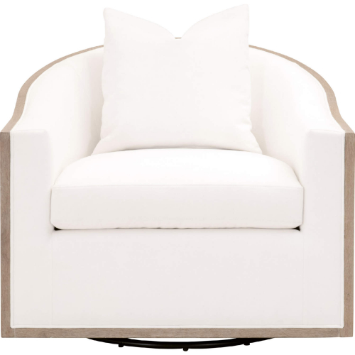 Paxton Swivel Club Accent Chair in Pearl Fabric & Gray Wood 6656.LPPRL/NG