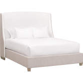 Sloan Queen Bed in Pearl Fabric, Bisque Fabric & Natural Gray Oak 7124-1.LPPRL/BIS/NG