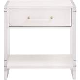 Sonia 1 Drawer Nightstand in Pearl Faux Shagreen & Lucite 6160.PRL-SHG/BBRS