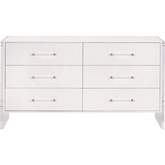 Sonia 6 Drawer Double Dresser in Pearl Faux Shagreen & Lucite 6161.PRL-SHG/BBRS