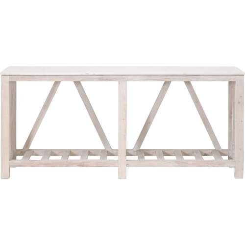 Spruce Console Table in White Wash Pine & White Quartz 8021.WW-PNE/WHTQ