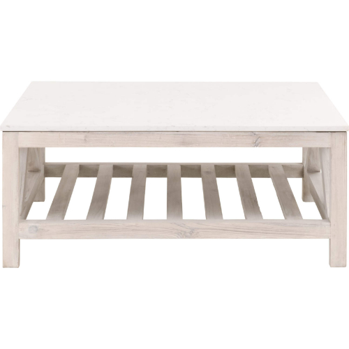 Spruce Square Coffee Table in White Wash Pine & White Quartz 8019SQ.WW-PNE/WHTQ