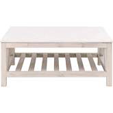 Spruce Square Coffee Table in White Wash Pine & White Quartz 8019SQ.WW-PNE/WHTQ