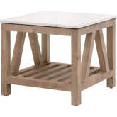 Spruce Square End Table in Smoke Gray Pine & White Quartz 8020.SGRY-PNE/WHTQ