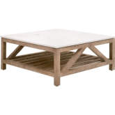 Spruce Square Coffee Table in Smoke Gray Pine & White Quartz 8019SQ.SGRY-PNE/WHTQ