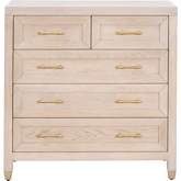 Stella 5 Drawer High Chest in Light Honey Oak Finish & Brushed Brass 6135.LHON/BBRS