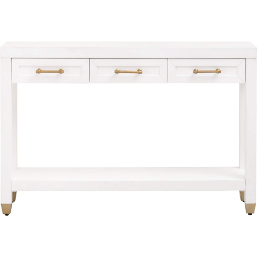 Stella Narrow Console Table in White & Brushed Brass 6138.WHT/BBRS