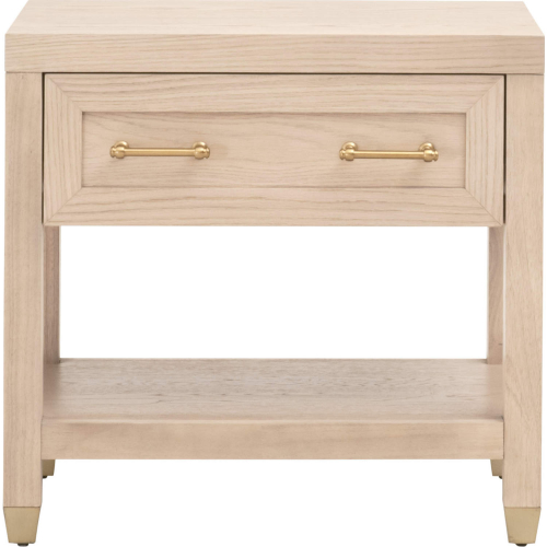 Stella 1 Drawer Nightstand in Light Honey Oak Finish & Brushed Brass 6134.LHON/BBRS