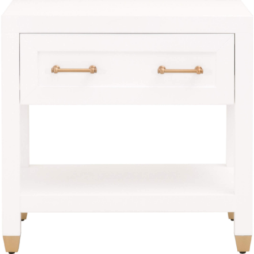 Stella 1 Drawer Nightstand in Matte White & Brushed Brass 6134.WHT/BBRS