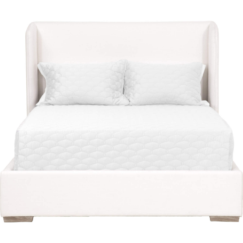 Stewart King Bed with Wing Headboard in Pearl Fabric 7126-3.LPPRL/NG
