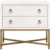 Strand 2 Drawer Nightstand in Pearl White Faux Shagreen & Brushed Gold 6121.PRL-SHG/GLD