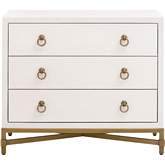 Strand 3 Drawer Nightstand in Pearl White Faux Shagreen & Brushed Gold 6120.PRL-SHG/GLD