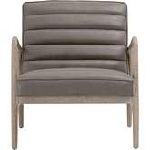 Tahoe Accent Club Chair in Channel Tufted Gray Leatherette & Wood 6658.OGRY/NG