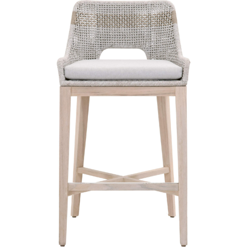 Tapestry Outdoor Bar Stool in Taupe & White Rope on Gray Teak 6850BS.WTA/PUM/GT