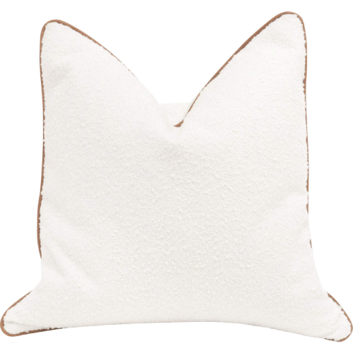 Not So Basic 22" Pillow in White Boucle & Brown Leather 7202-22.BOU-SNO/WB (Set of 2)