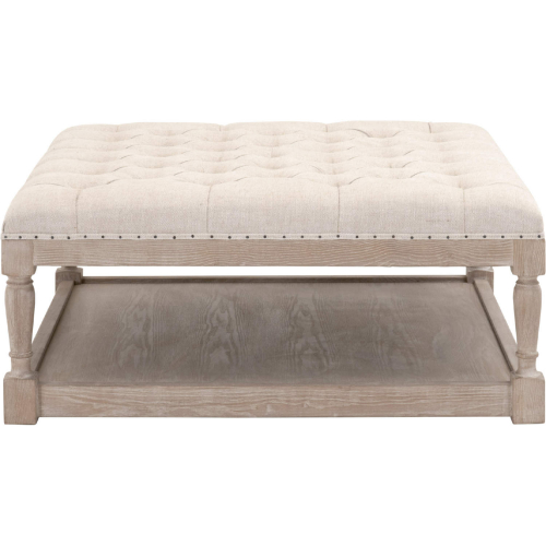 Townsend Coffee Table in Tufted Linen & Gray Wood 6429UP.BIS-BT/NG