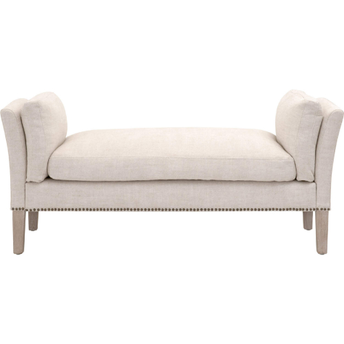 Warner Bench in Gray Wood & Bisque Fabric 6430UP.BIS-GLD/NG