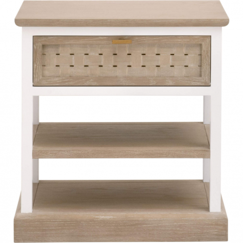 Weave 1 Drawer Side Table in Smoke Gray & White Oak Wood 8081-1.SGRY-OAK/WPO