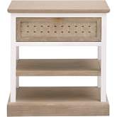 Weave 1 Drawer Side Table in Smoke Gray & White Oak Wood 8081-1.SGRY-OAK/WPO