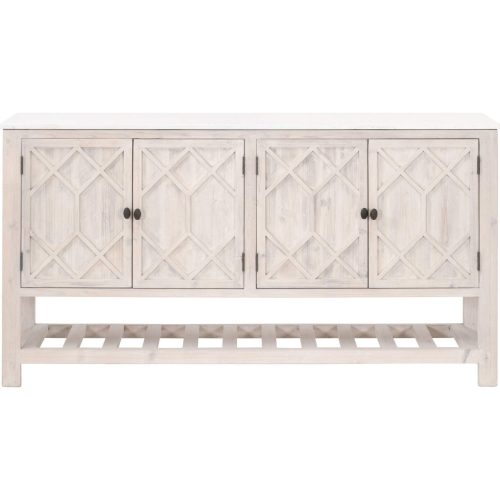 Willow 67" TV Stand Media Sideboard in White Wash Pine & White Quartz 8018.WW-PNE/WHTQ