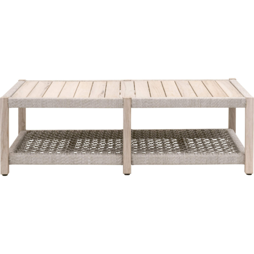Wrap Outdoor Coffee Table in Taupe & White Flat Rope & Gray Teak 6870.WTA/GT