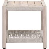 Wrap Outdoor End Table in Taupe & White Flat Rope & Gray Teak 6872.WTA/GT