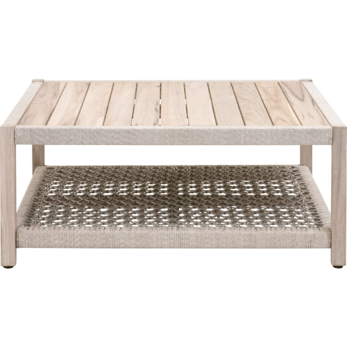 Wrap Outdoor Square Coffee Table in Taupe & White Flat Rope & Gray Teak 6870SQ.WTA/GT