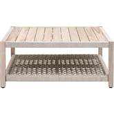 Wrap Outdoor Square Coffee Table in Taupe & White Flat Rope & Gray Teak 6870SQ.WTA/GT
