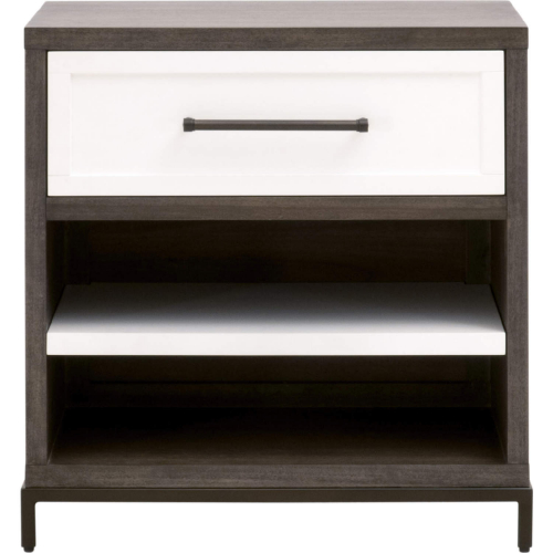 Wrenn 1 Drawer Nightstand in Burnished Brown Wood, White & Bronze 6139.BBRN/WHT-AB