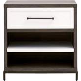 Wrenn 1 Drawer Nightstand in Burnished Brown Wood, White & Bronze 6139.BBRN/WHT-AB