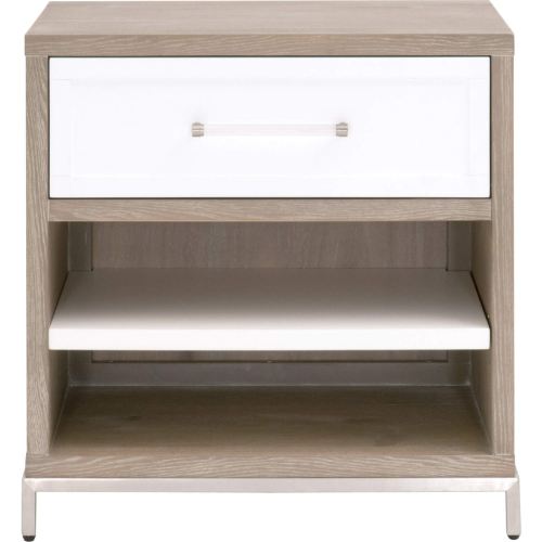 Wrenn 1 Drawer Nightstand in Gray, White & Stainless 6139.NG/WHT-BSTL