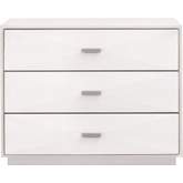 Wynn 3 Drawer Nightstand in Pearl White Faux Shagreen & Brushed Stainless 6157.PRL-SHG/BSTL