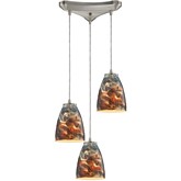 Abstractions 3 Light Pendant Light in Satin Nickel w/ Cosmic Storm Glass