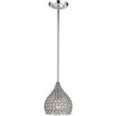 Hammond 1 Light Pendant Light in Polished Chrome w/ Clear Crystals in Metal Rings