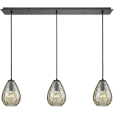Lagoon 3 Light Linear Pan Fixture in Rubbed Bronze w/ Champagne Water Glass