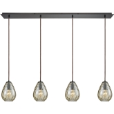 Lagoon 4 Light Linear Pan Fixture in Rubbed Bronze w/ Champagne Water Glass
