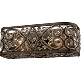 Amherst 2 Light Vanity Lighting in Antique Bronze w/ Polished Crystals & Wrought Iron