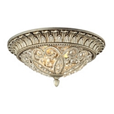 Andalusia 2 Light Flush Mount Light in Aged Silver w/ Crystals