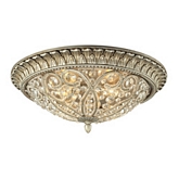 Andalusia 3 Light Flush Mount Light in Aged Silver w/ Crystals