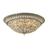 Andalusia 8 Light Flush Mount Light in Aged Silver w/ Crystals