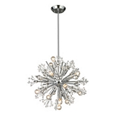 Starburst 15 Light Chandelier in Polished Chrome w/ Groups of Faceted Crystal Balls