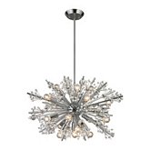 Starburst 19 Light Chandelier in Polished Chrome w/ Groups of Faceted Crystal Balls