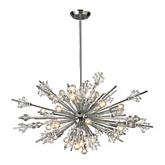 Starburst 24 Light Chandelier in Polished Chrome w/ Groups of Faceted Crystal Balls