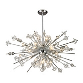 Starburst 29 Light Chandelier in Polished Chrome w/ Groups of Faceted Crystal Balls