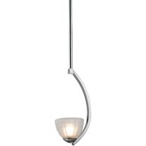 Sculptive 1 Light Pendant Light in Polished Chrome w/ Frosted Lined Glass