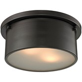 Simpson 2 Light Flushmount Ceiling Light in Oil Rubbed Bronze w/ Frosted White Diffuser