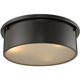 Simpson 3 Light Flushmount Ceiling Light in Oil Rubbed Bronze w/ Frosted White Diffuser