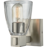 Ensley 1 Light Bathroom Vanity Light in Satin Nickel w/ Clear Glass