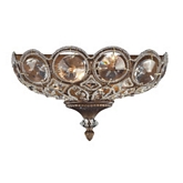 Christina 2 Light Wall Sconce in Mocha w/ Filigree & Large Crystals