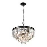 Palacial 4+1 Light Pendant Light in Oil Rubbed Bronze w/ Prismatic Crystals